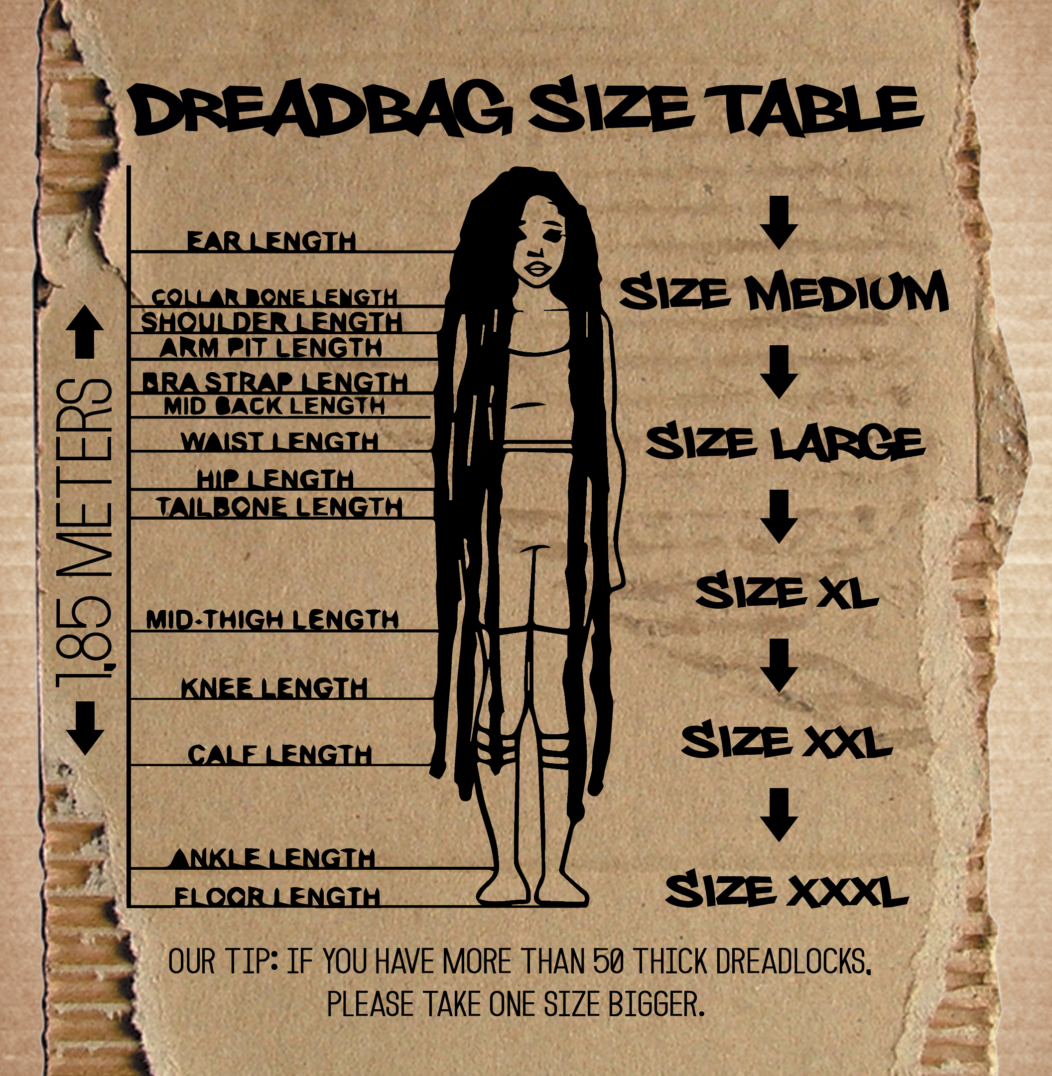Which Dreadbag size fits me? Dreadbag size table